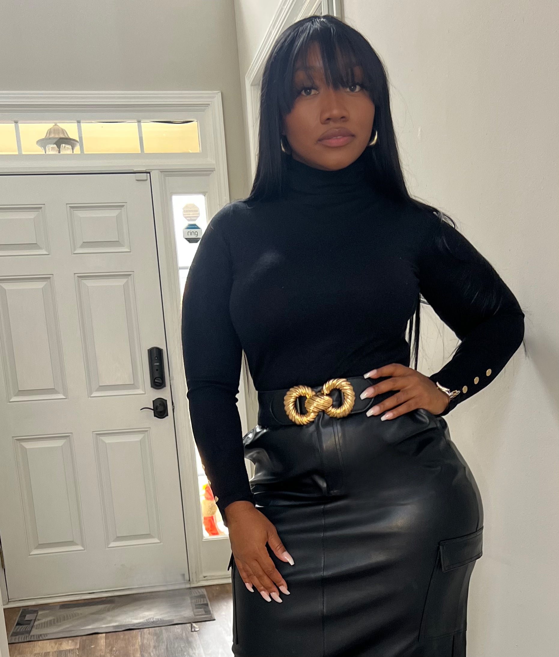 Bossy Black Sweater Turtleneck Top