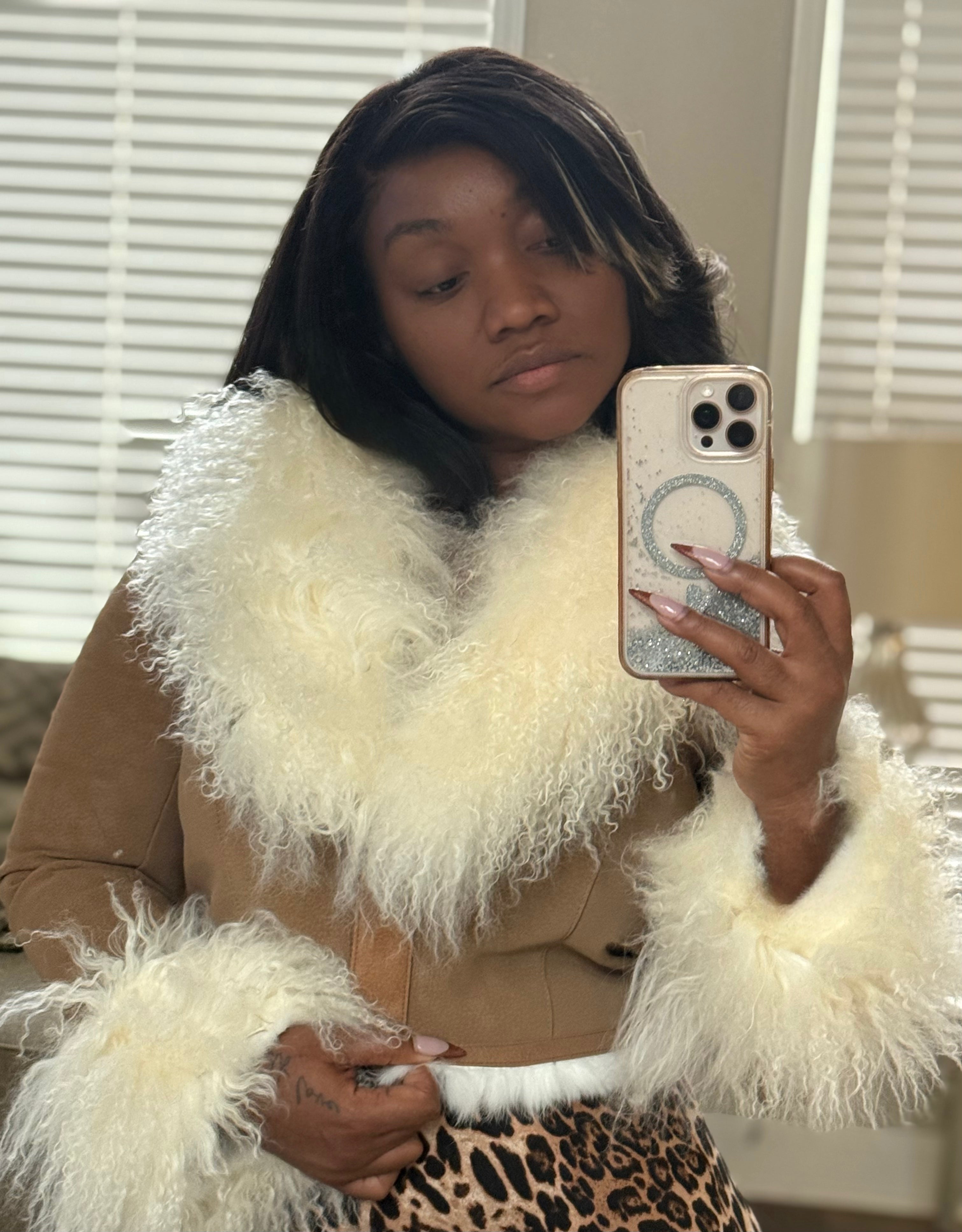 MONGOLIAN FUR CROP JACKET