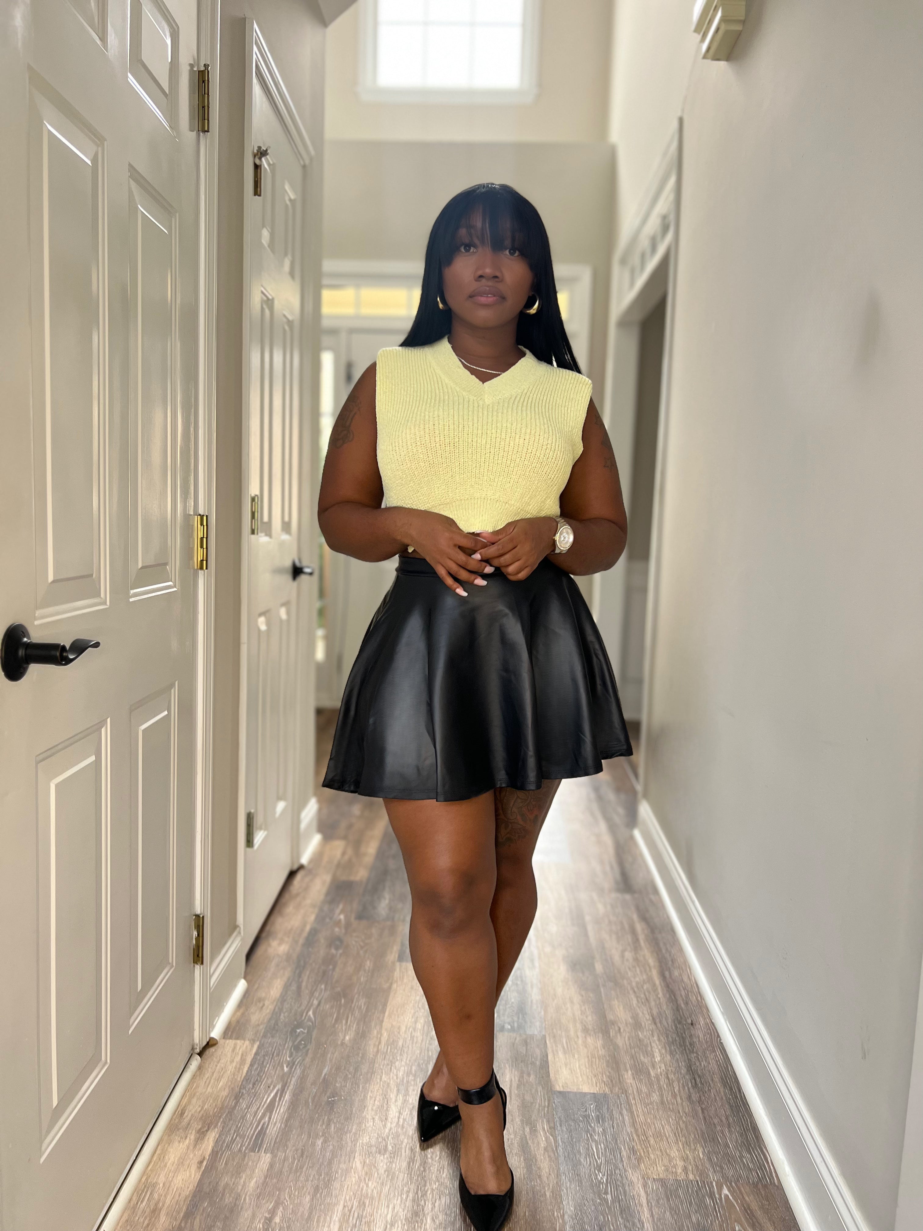 Fab Faux Leather Skater Skirt