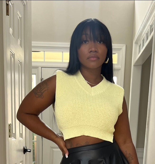Goddess Yellow Knit Crop Top
