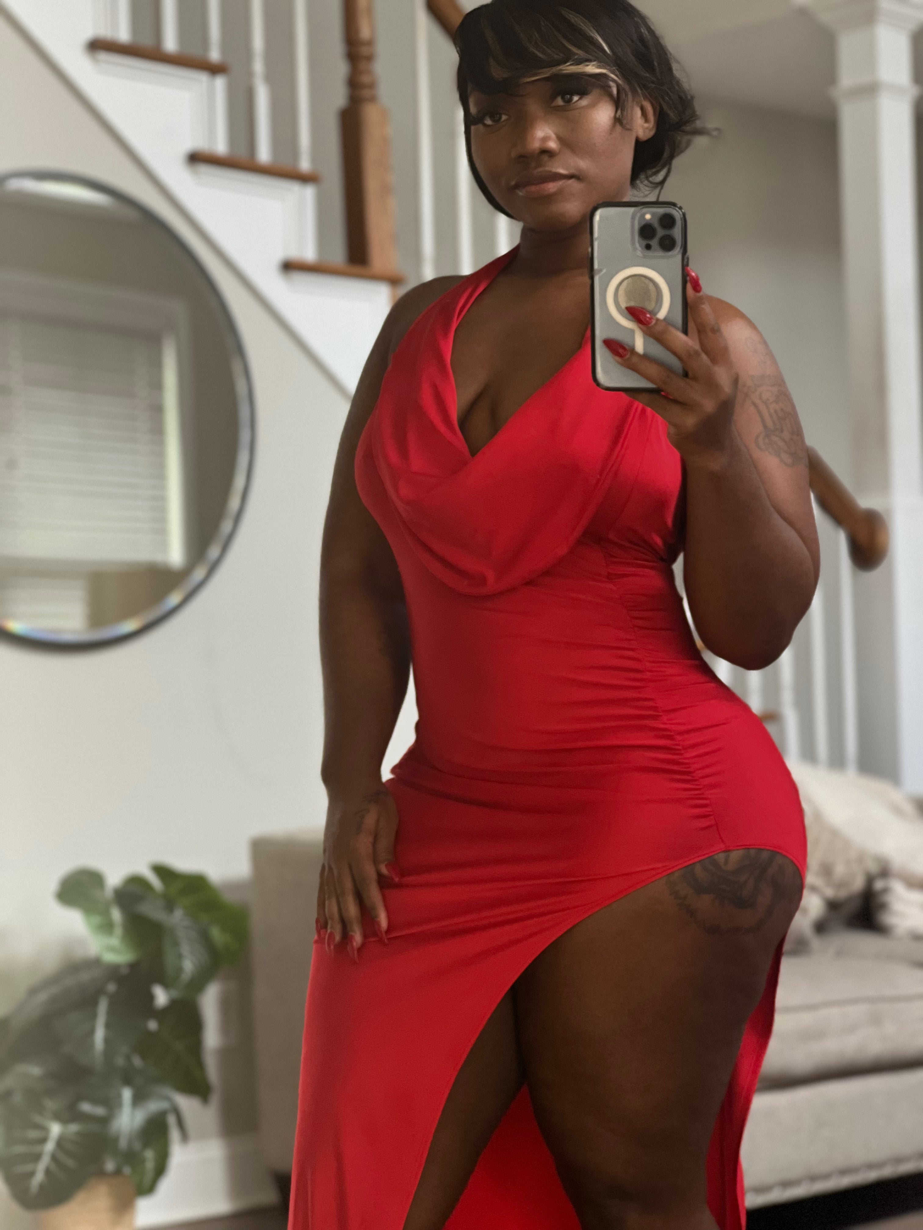 Will You Be My Valentine High Split Halter Dress